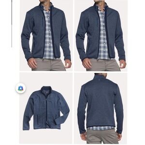 JOHNNIE-O MEN'S BATES FLEECE SWEATER Zip-Up Jacket Blue Size Large